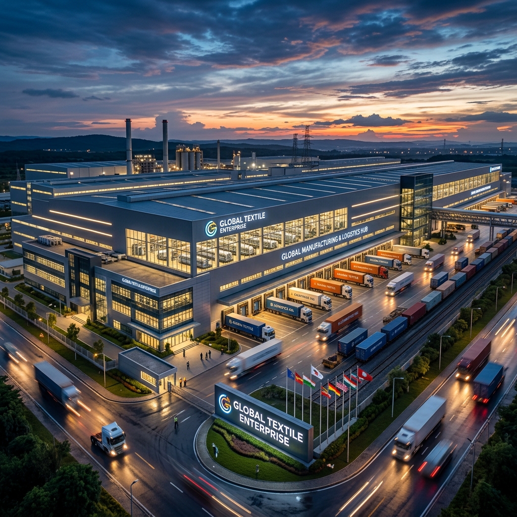 Modern industrial textile mill exterior
